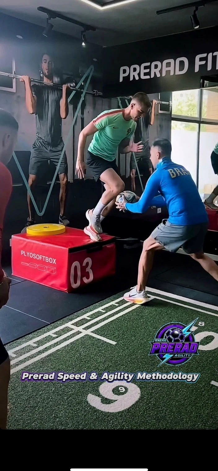 Portrait view of a coached Prerad speed and agility session.